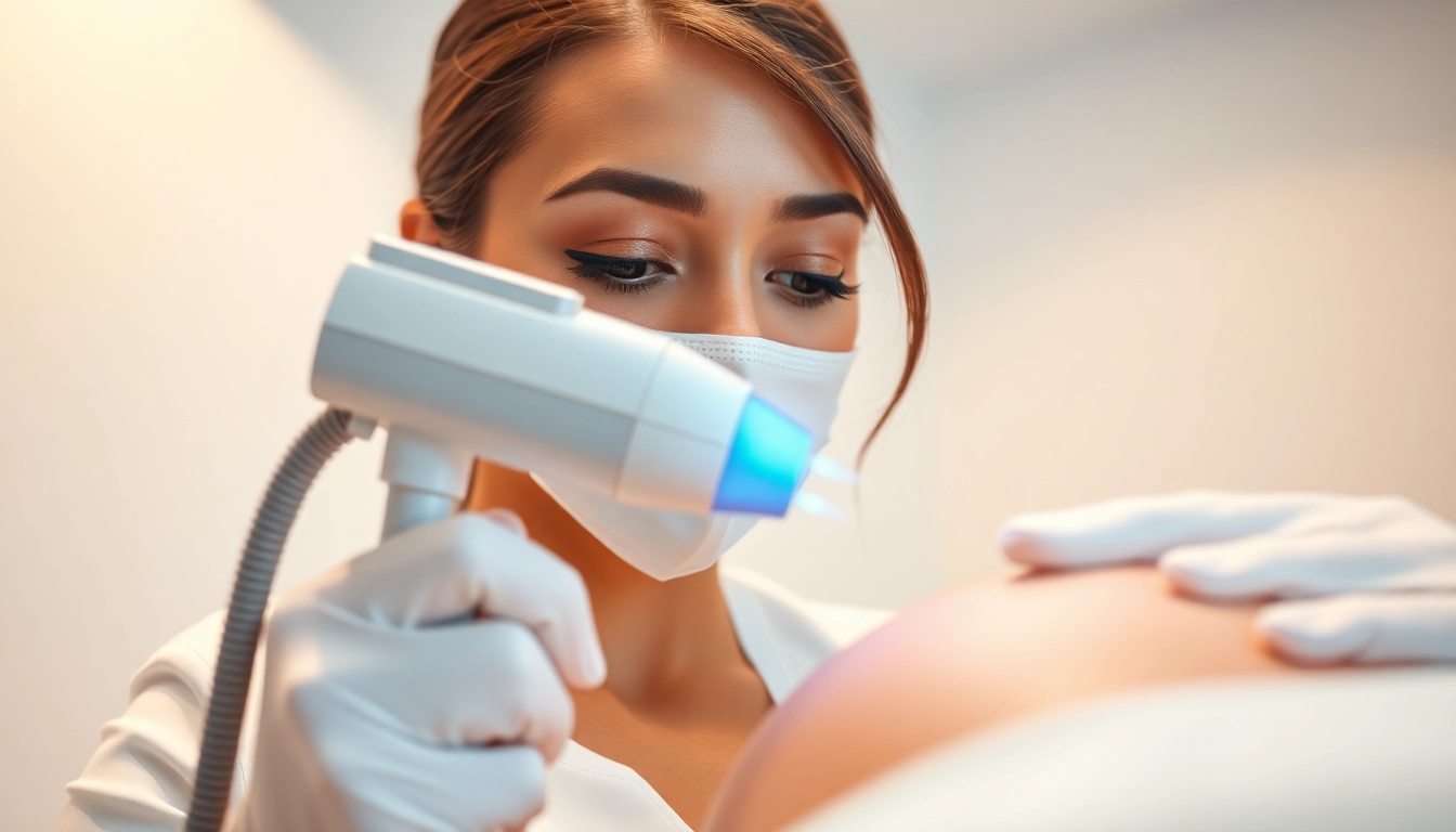 Engaging laser hair removal session in a modern clinic demonstrating advanced techniques.